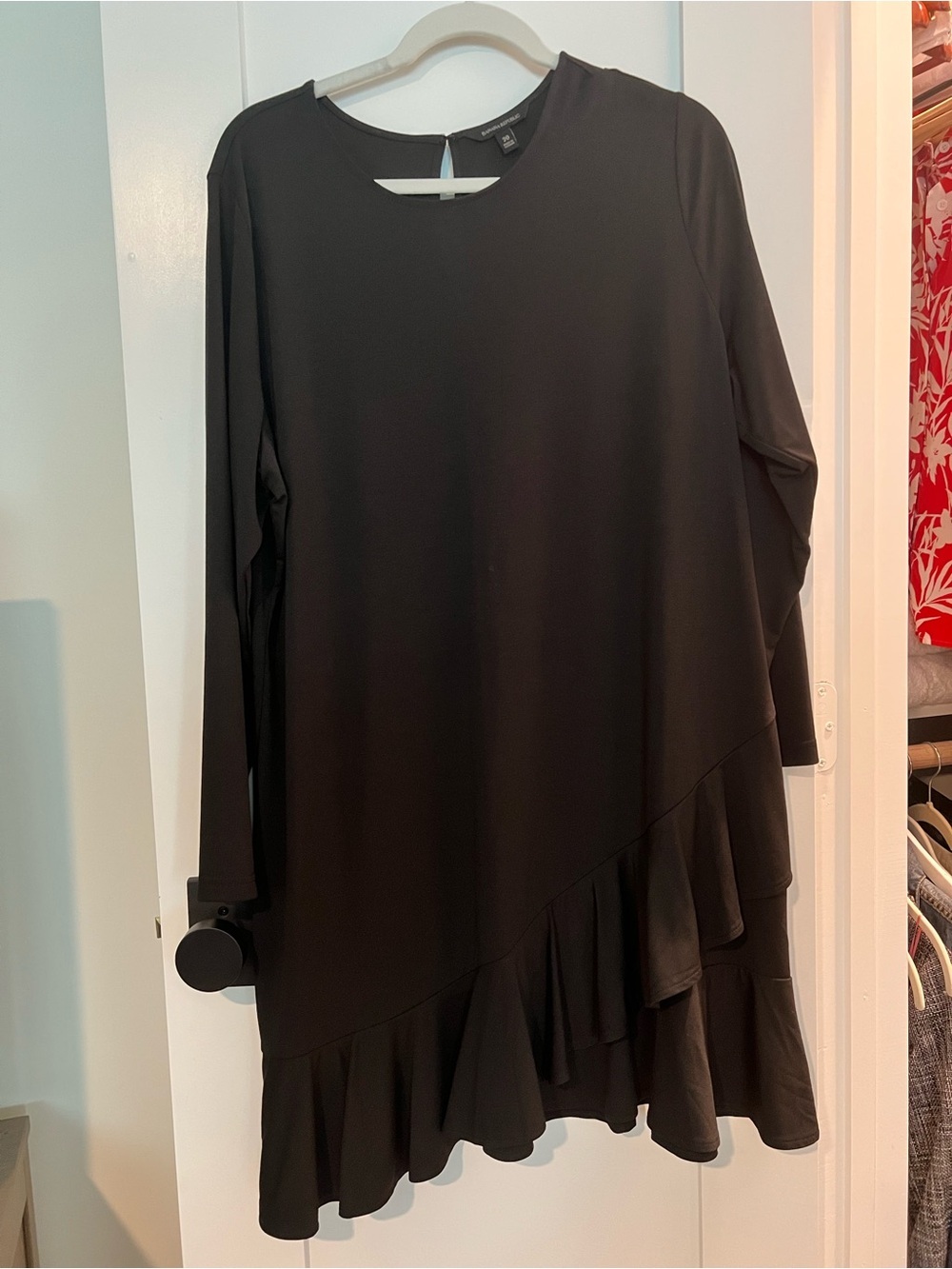 Banana Republic Black Long Sleeve Ruffle Hem Dress